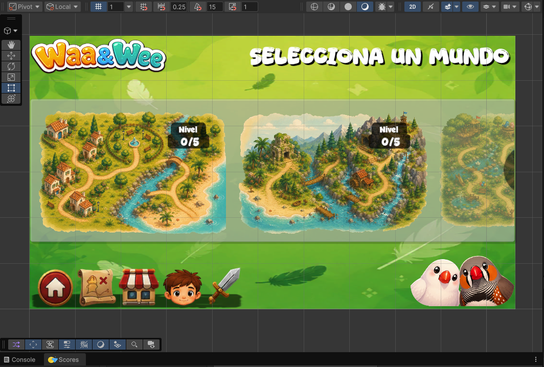 selector de mundos dentro del juego